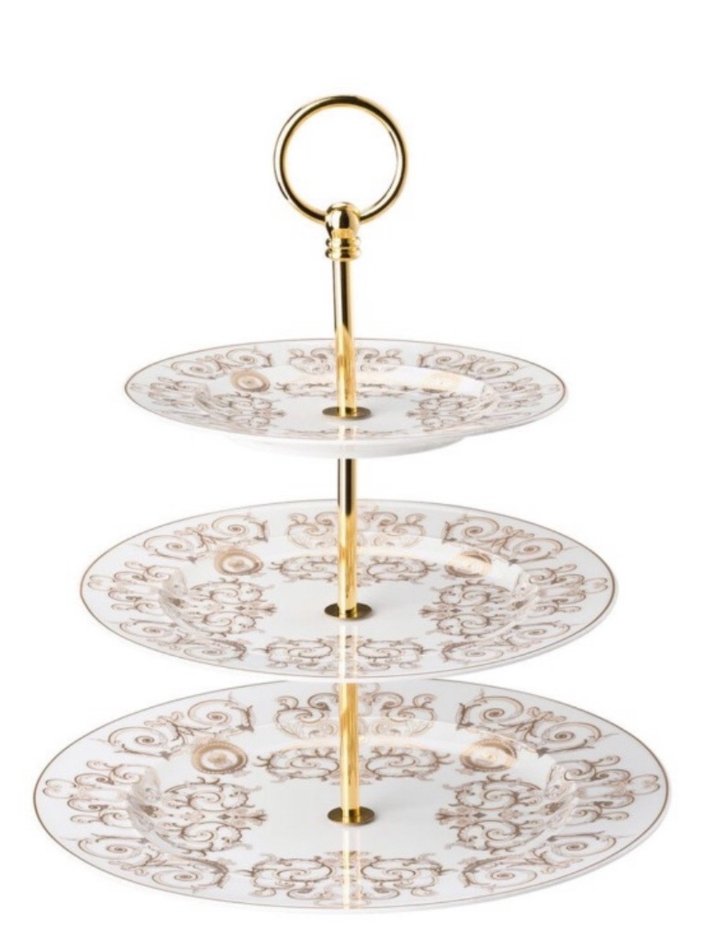 Versace Collection White and Gold Three-Tier Serving Stand